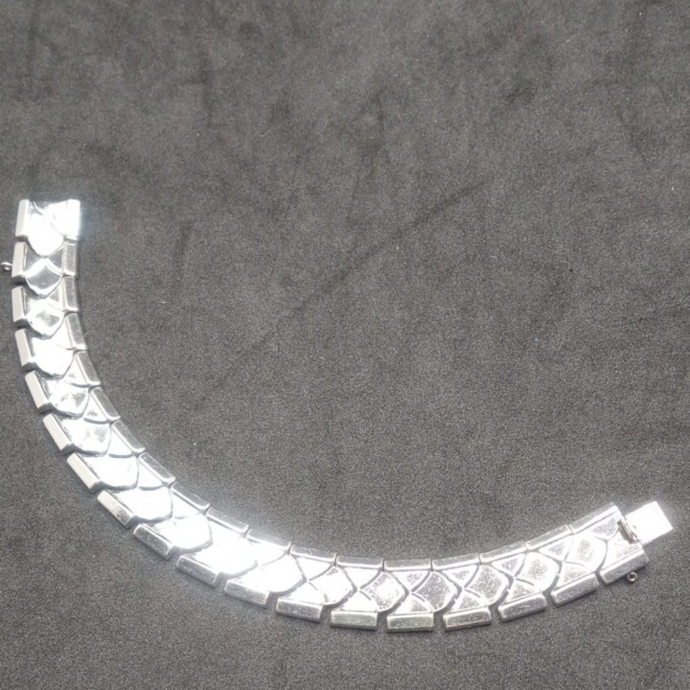Trifari Silver Geometric Heavy Bracelet